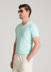 The Essential Slim Fit V-Neck Tee for Tall Men in Opal Blue