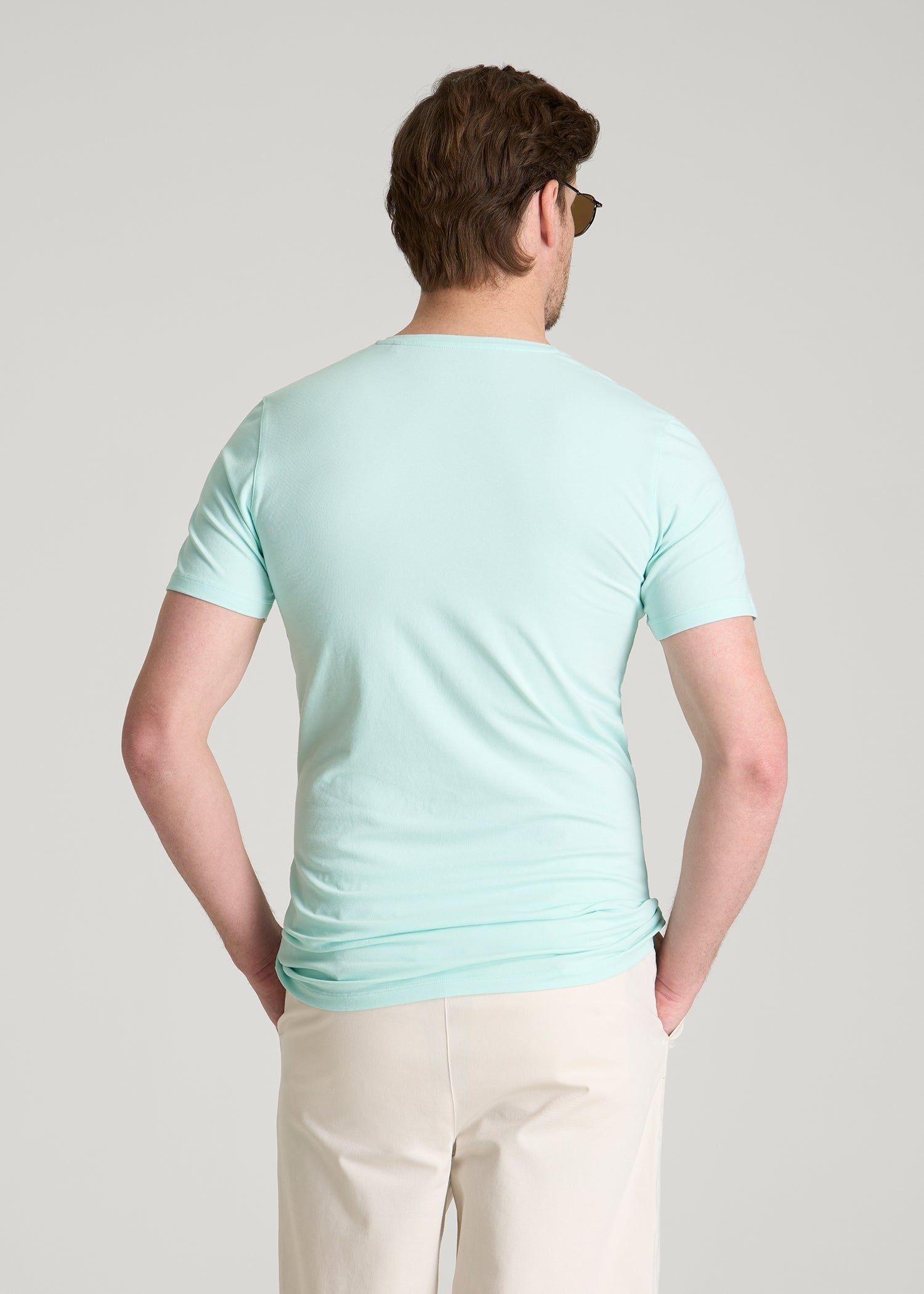 The Essential Slim Fit V-Neck Tee for Tall Men in Opal Blue