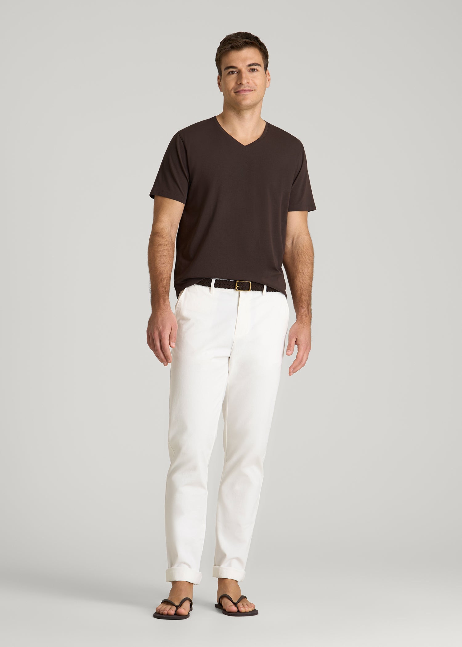 The Essential Modern Fit V-Neck Tee for Tall Men in Espresso