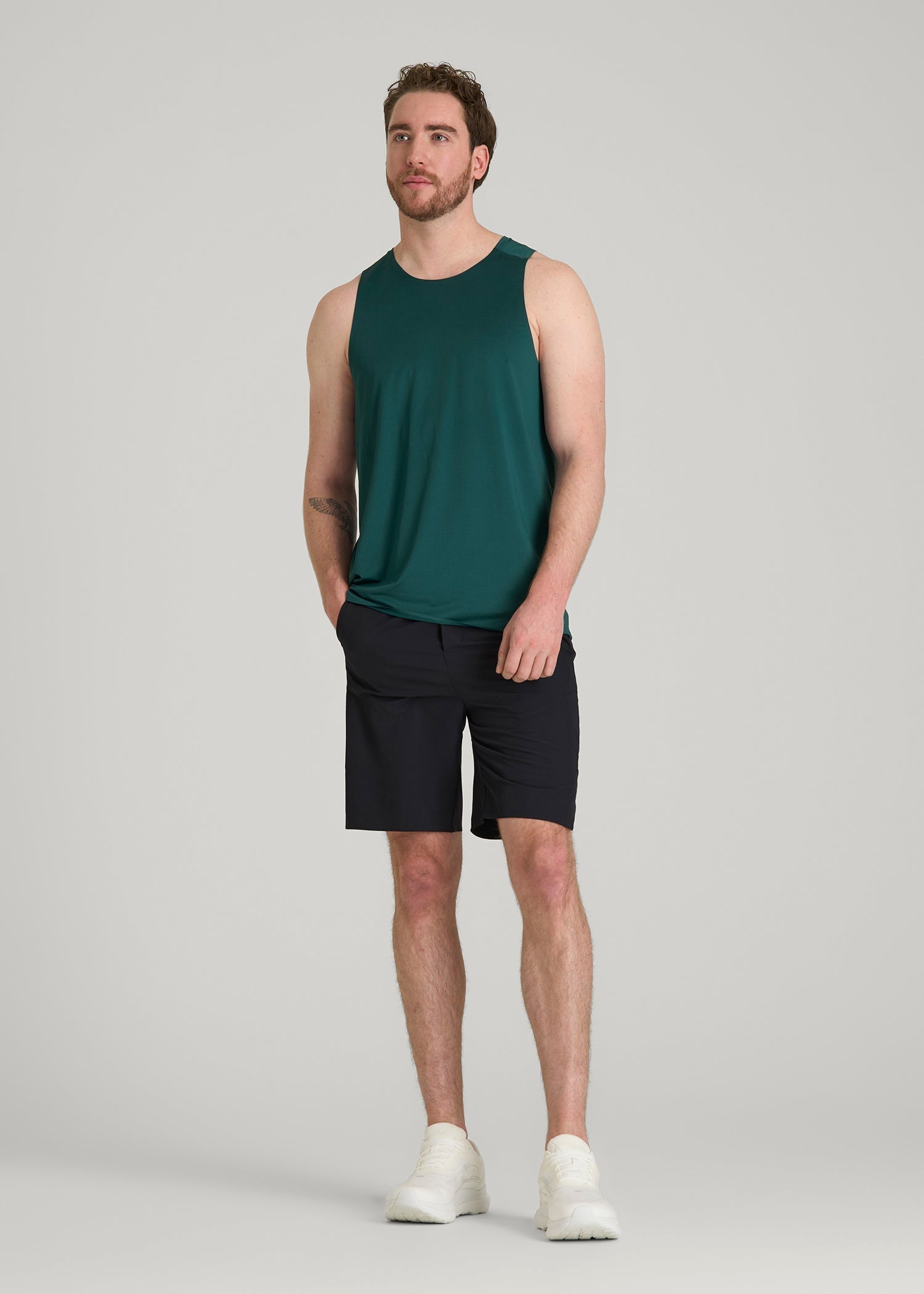 Perforated Training Singlet for Tall Men in Deep Teal