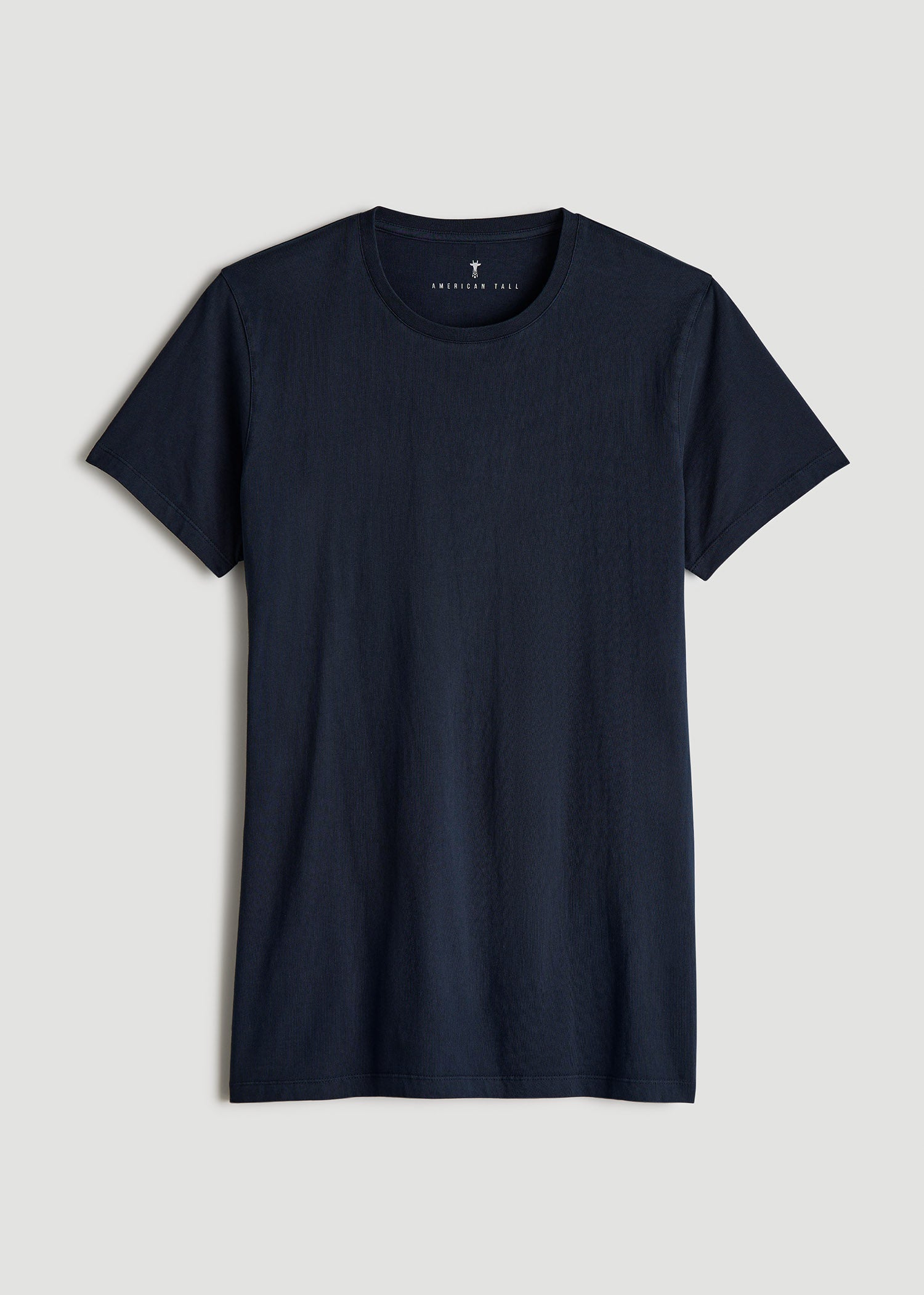 Modern Fit Garment Dyed Cotton T-Shirt for Tall Men in Evening Blue