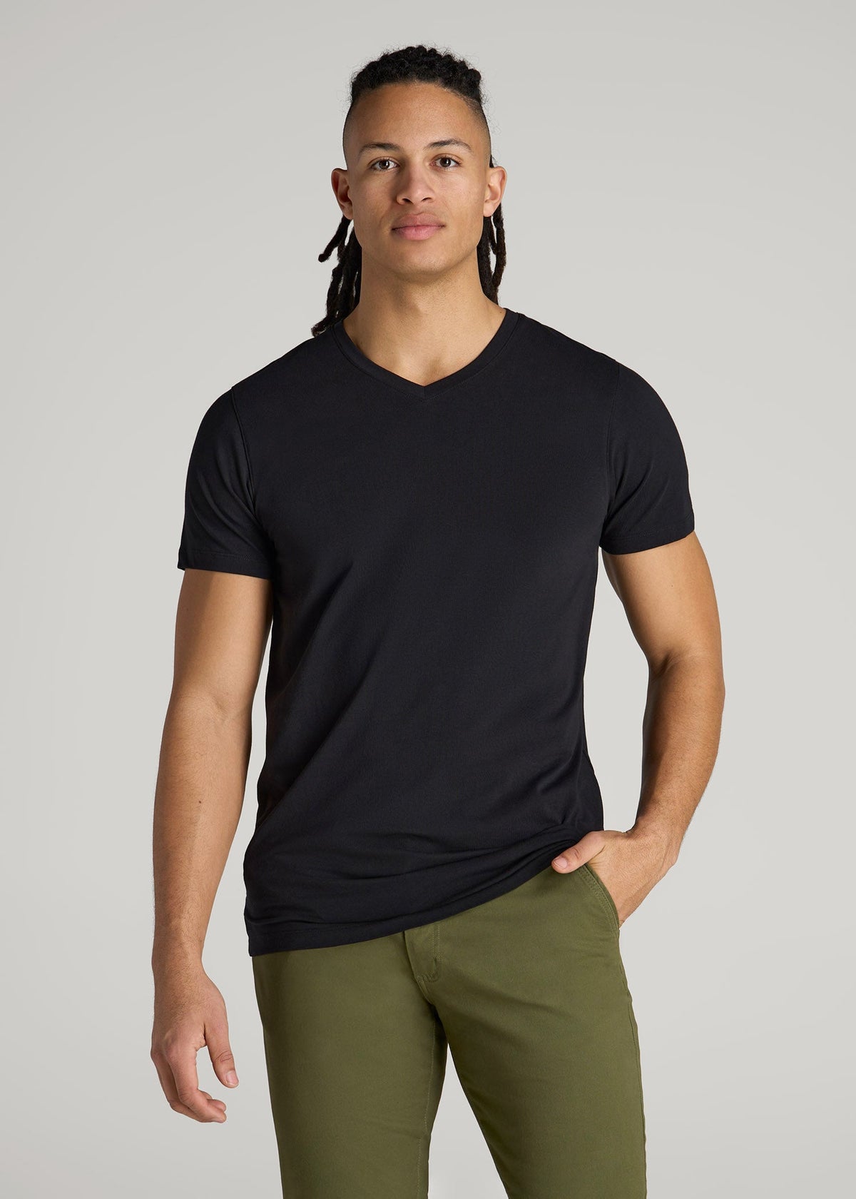 The Essential Modern Fit V-Neck Tee for Tall Men in Black