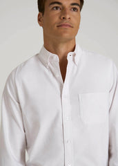 Oxford Cloth Button Down Shirt for Tall Men in Optic White