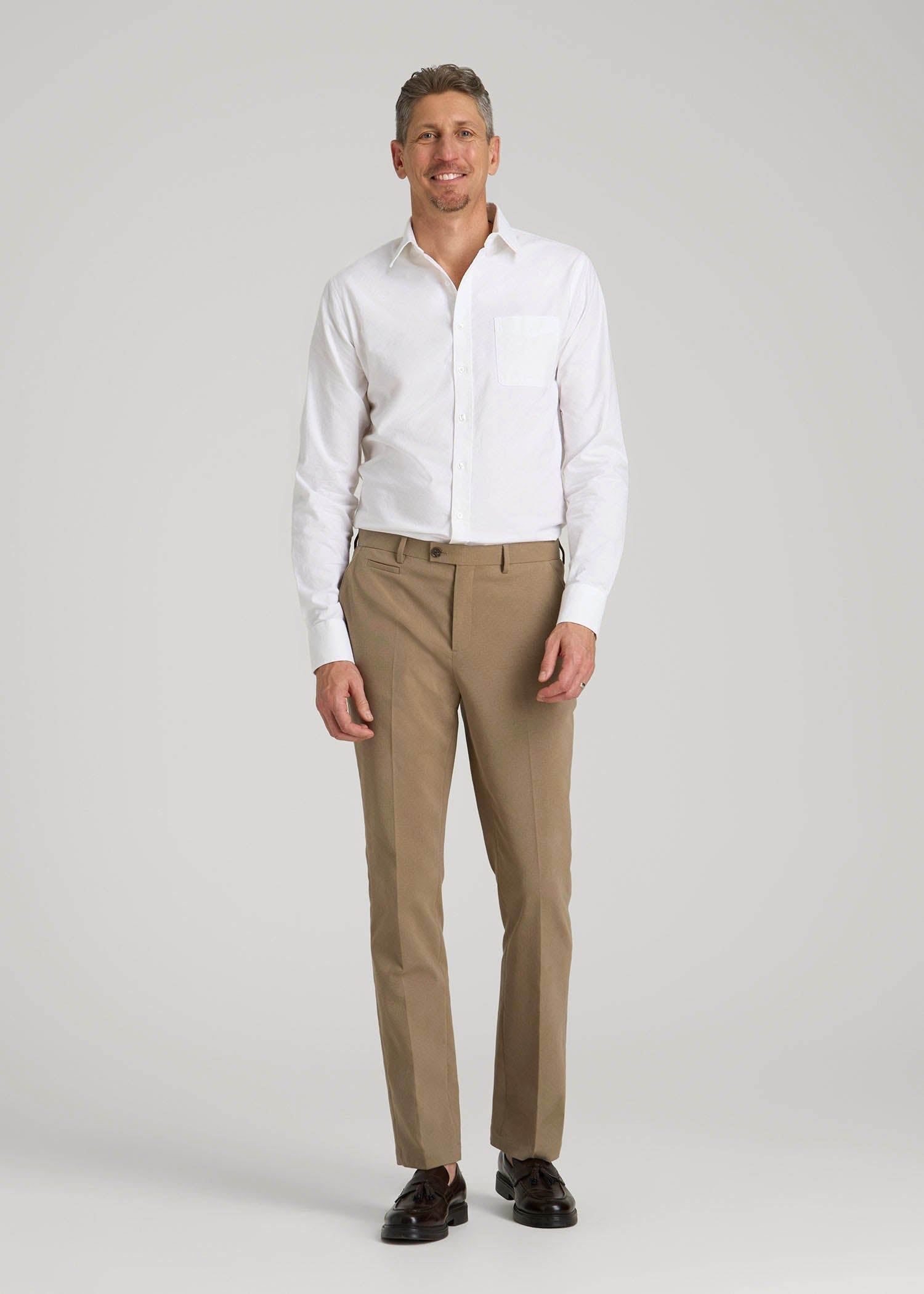 Washed Oxford Shirt for Tall Men in White