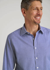 Oskar Easy Care Dress Shirt for Tall Men in Cobalt Mini Check