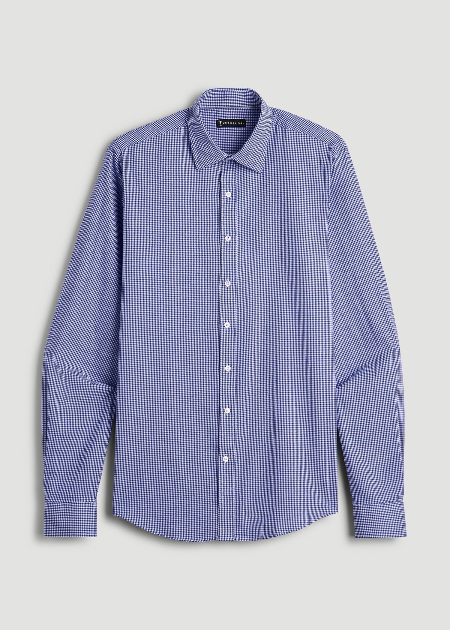 Oskar Easy Care Dress Shirt for Tall Men in Cobalt Mini Check