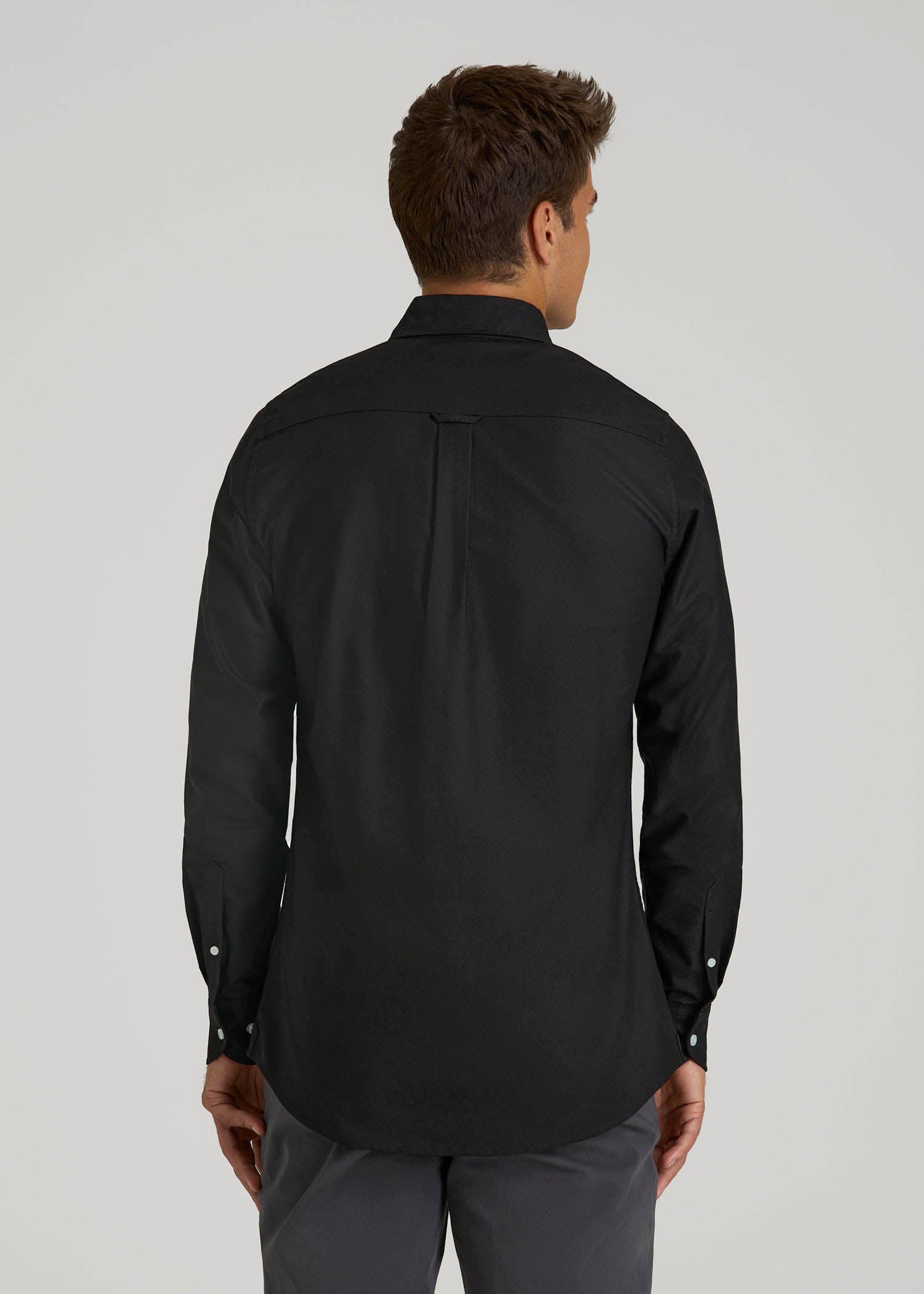Oxford Cloth Button Down Shirt for Tall Men in Deep Black