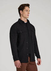 Stretch Knit Overshirt for Tall Men in Black