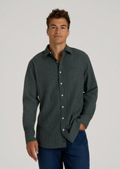 Nelson Flannel Shirt for Tall Men in Balsam Green Chevron