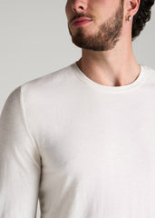 Slub Long Sleeve Scoop Tee for Tall Men in Ecru