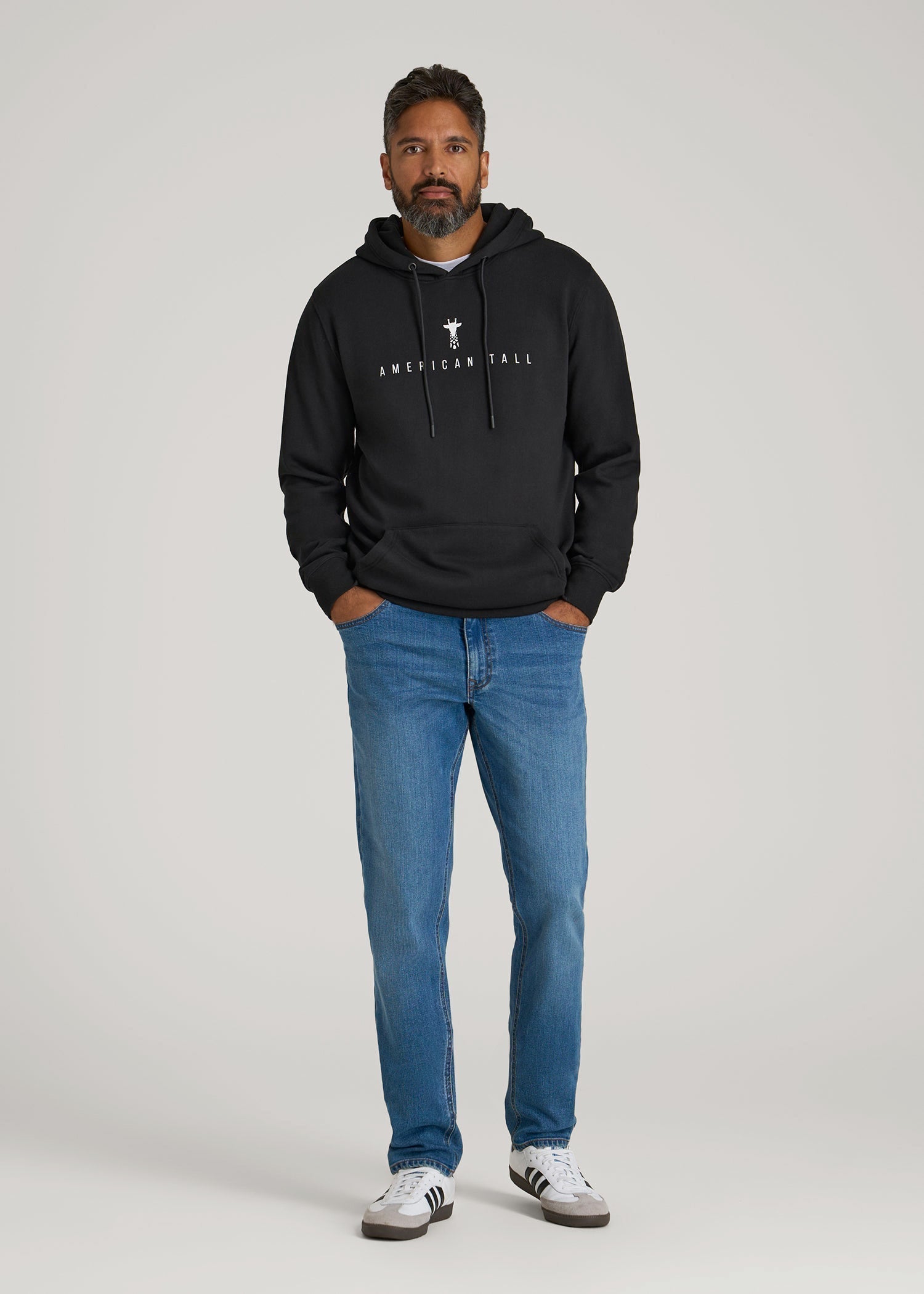 Logo Hoodie for Tall Men in Black
