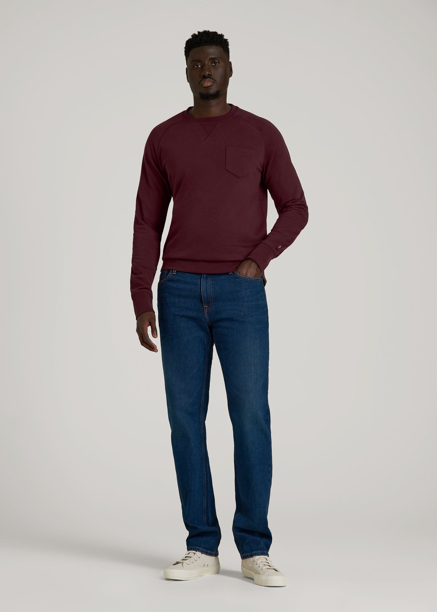 Wearever 2.0 French Terry Crewneck Sweatshirt for Tall Men in Tawny Port