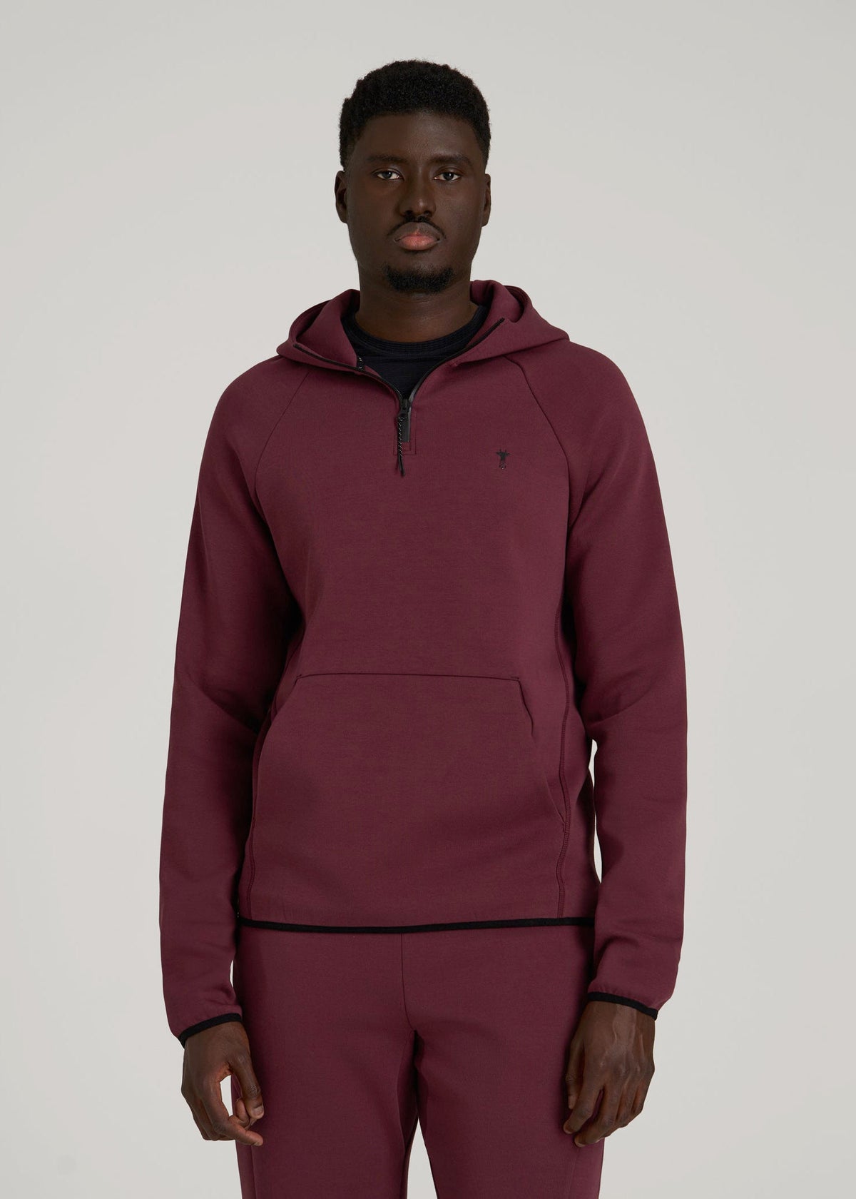 Tech Motion Fleece Hooded Popover for Tall Men in Tawny Port
