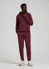 Tech Motion Fleece Hooded Popover for Tall Men in Tawny Port