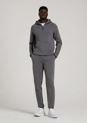 Tech Motion Fleece Hooded Popover for Tall Men in Iron Grey