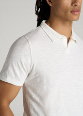 Slub Polo Shirt for Tall Men in Ecru