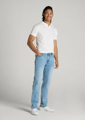 Slub Polo Shirt for Tall Men in Ecru