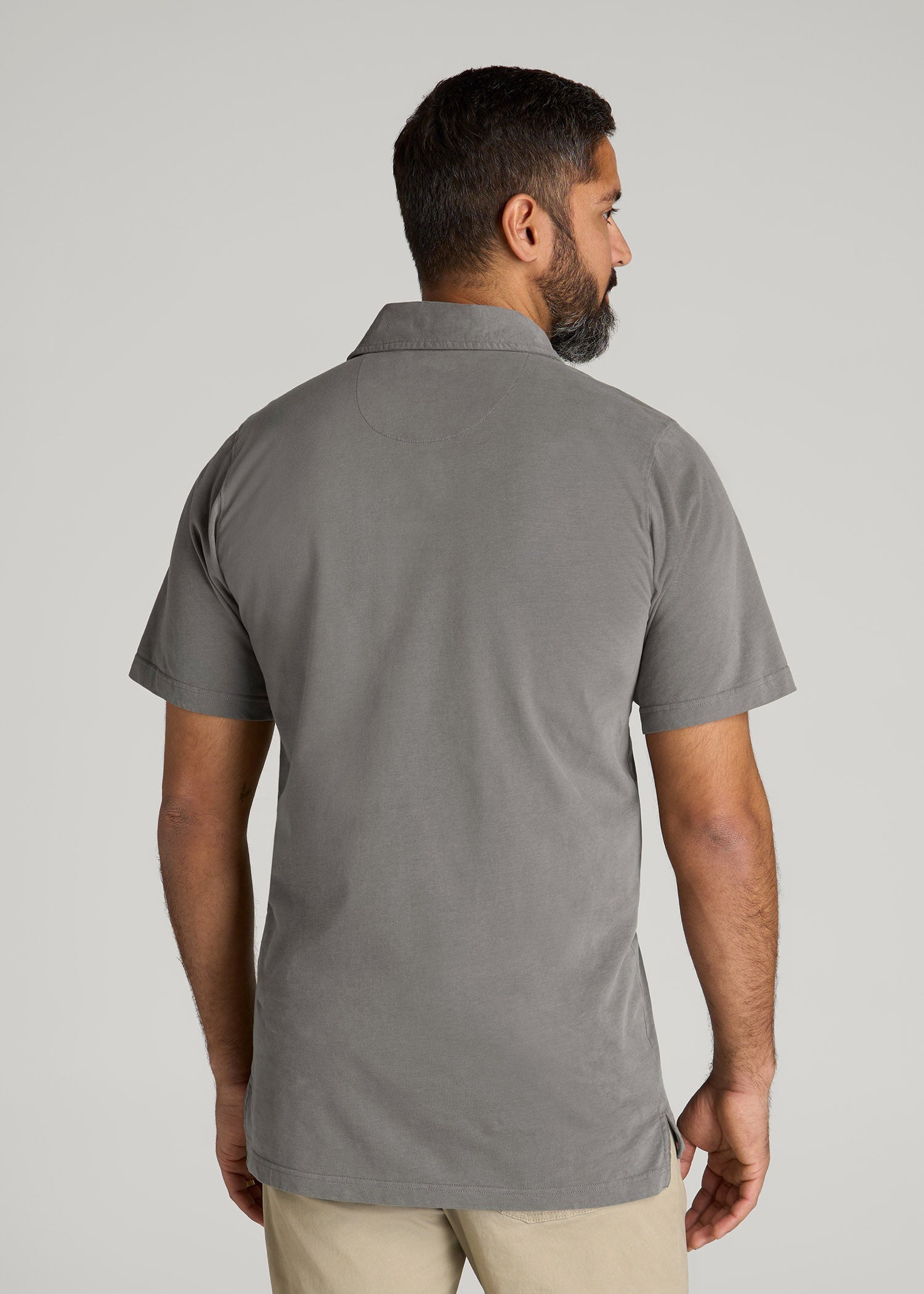 LJ&S Ultra Soft Short Sleeve Cotton Polo for Tall Men in Vintage Pewter