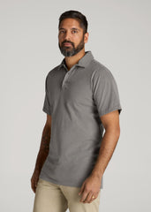LJ&S Ultra Soft Short Sleeve Cotton Polo for Tall Men in Vintage Pewter