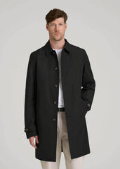 Minimalist Trench Coat for Tall Men in Black