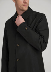 Minimalist Trench Coat for Tall Men in Black