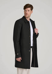 Minimalist Trench Coat for Tall Men in Black