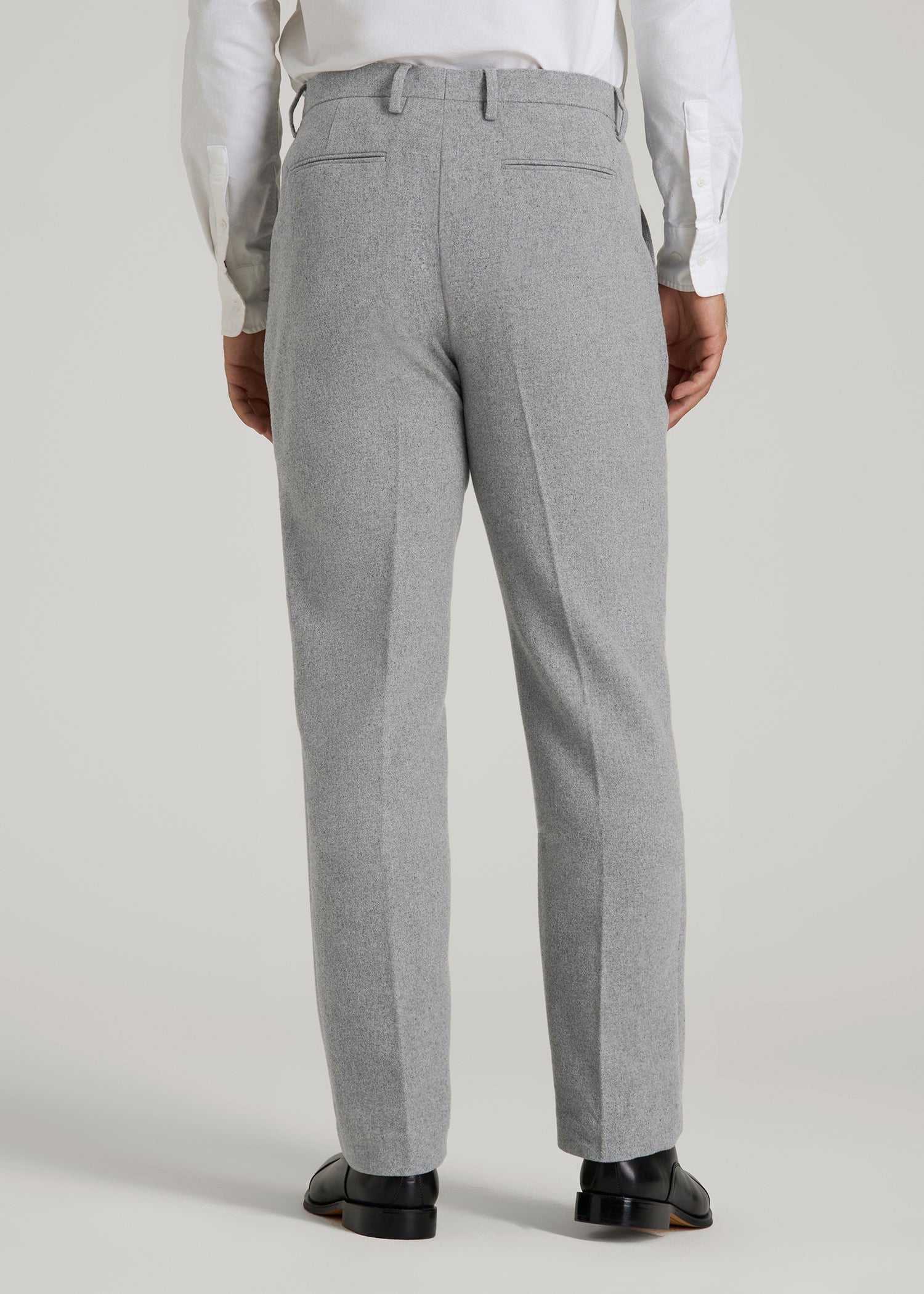 Wool Blend Dress Pants for Tall Men in Tin Grey Mix