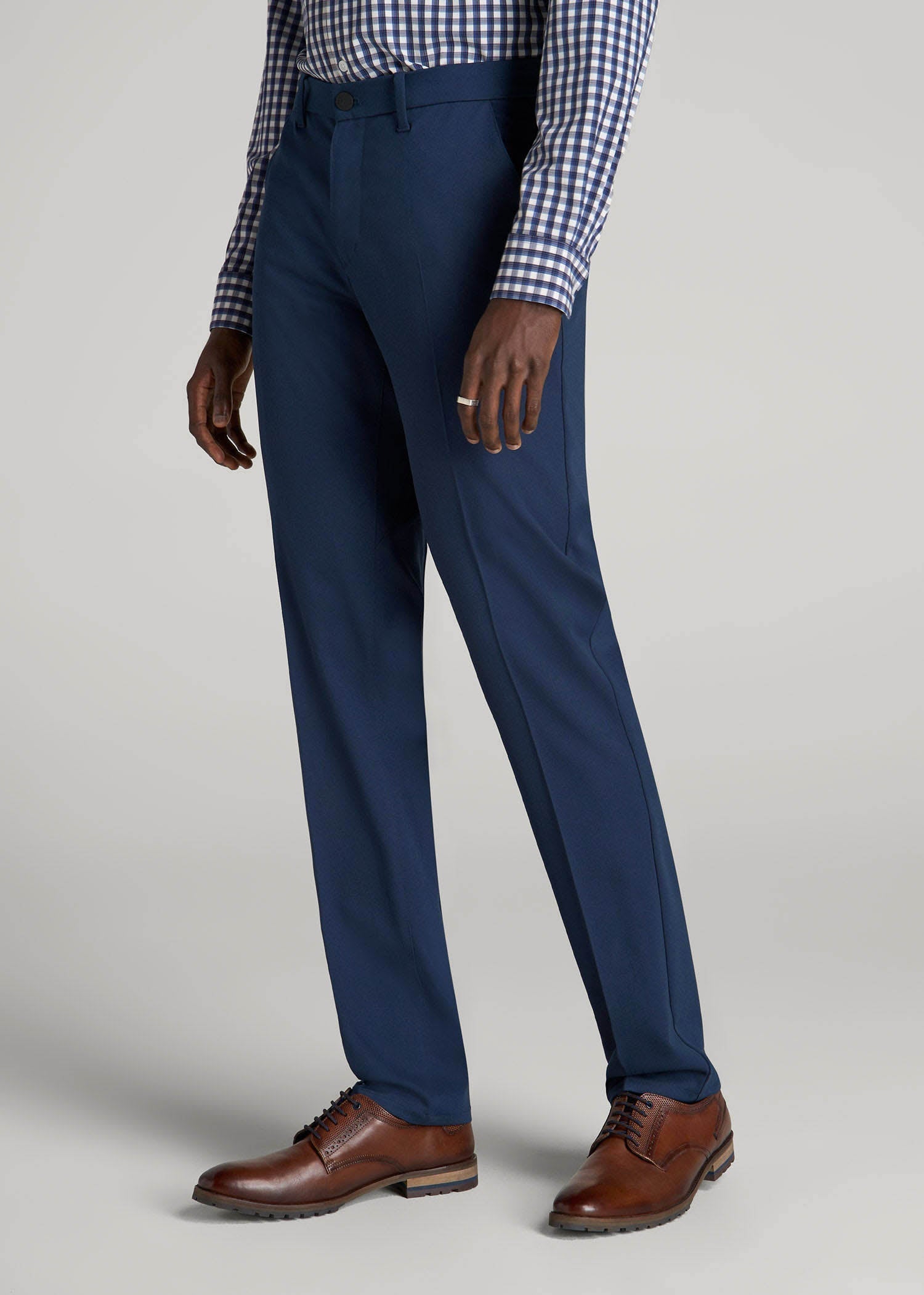 TAPERED-FIT Stretch Dress Pants for Tall Men in Marine Navy