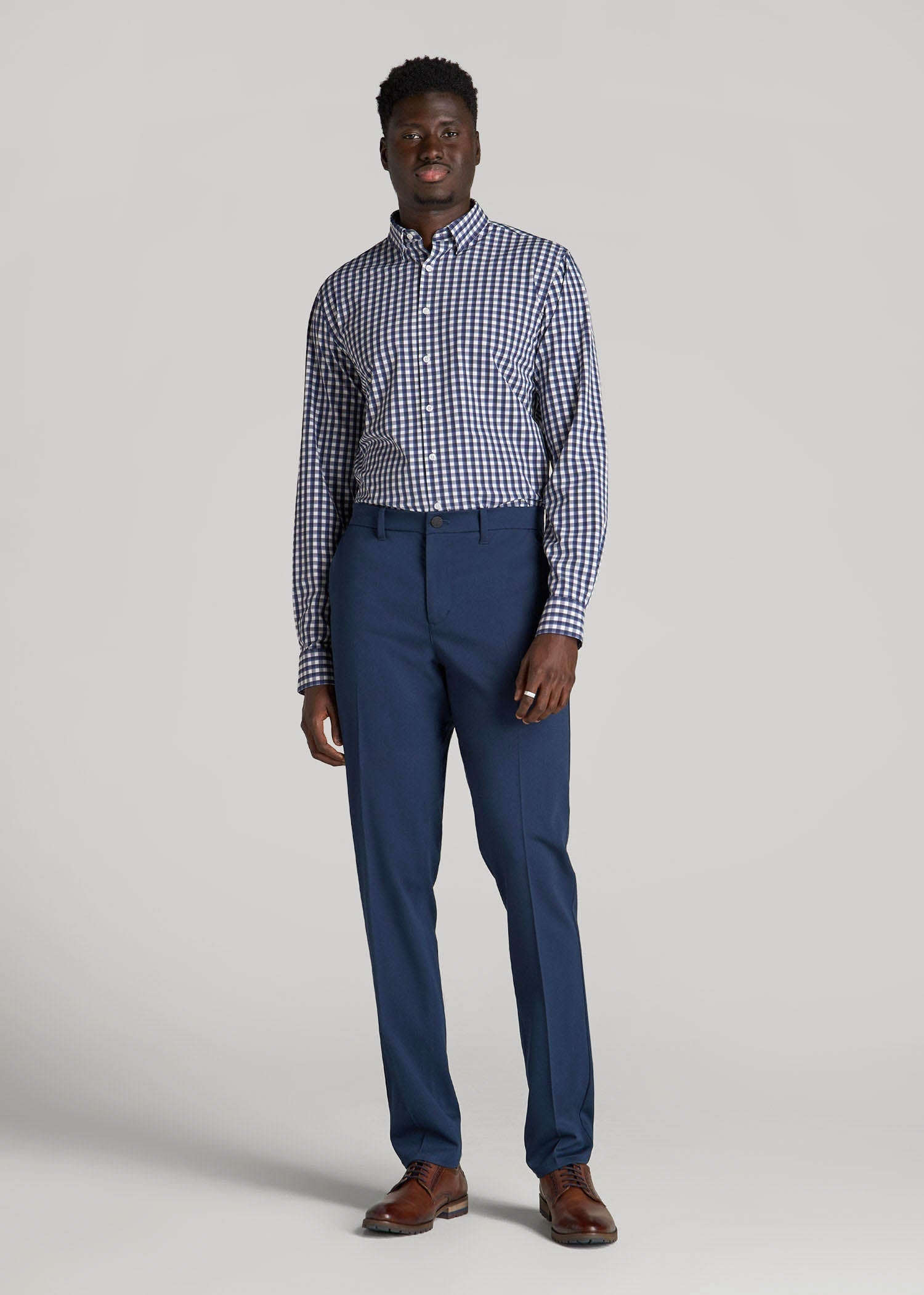 TAPERED-FIT Stretch Dress Pants for Tall Men in Marine Navy