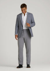 Wool Blend Blazer for Tall Men in Navy Herringbone