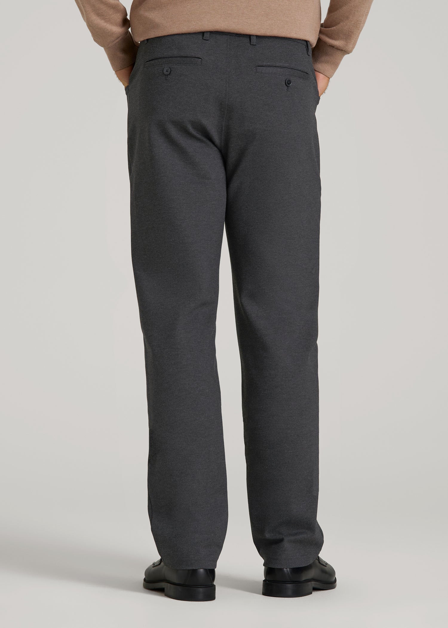Soft Flex Ponte Pants for Tall Men in Dark Charcoal Heather