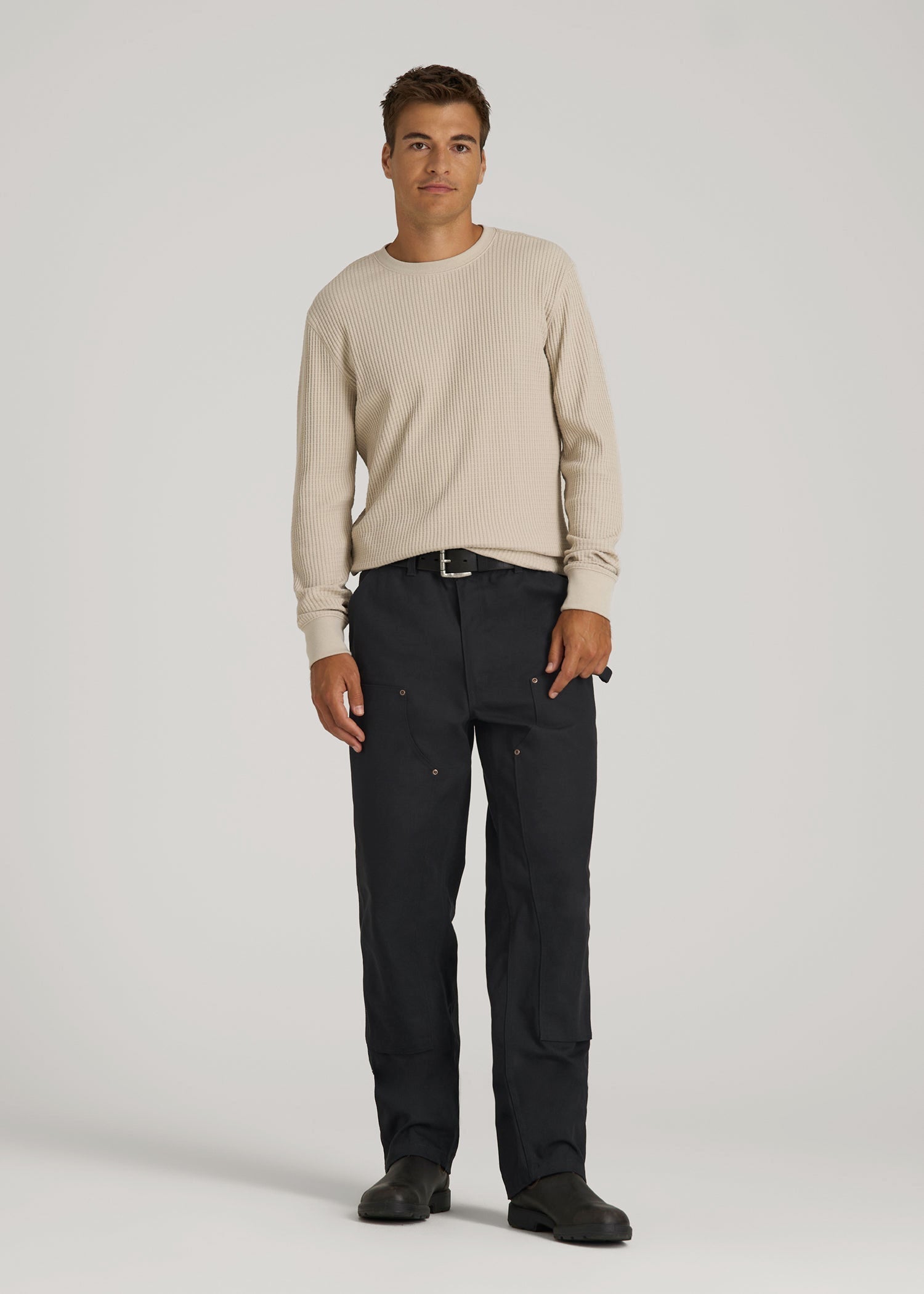 LJ&S Double Front Utility Work Pants for Tall Men in Black