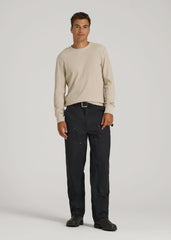 LJ&S Double Front Utility Work Pants for Tall Men in Black