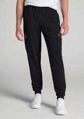 Tech Motion Fleece Cargo Joggers for Tall Men in Black