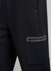 Tech Motion Fleece Cargo Joggers for Tall Men in Black
