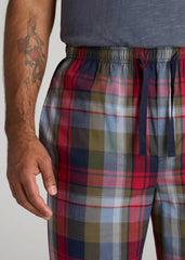 Woven Pajama Pants for Tall Men in Blue & Green Plaid