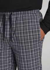 Woven Pajama Pants for Tall Men in Black & Grey Plaid