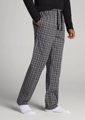 Woven Pajama Pants for Tall Men in Black & Grey Plaid