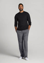 Woven Pajama Pants for Tall Men in Black & Grey Plaid
