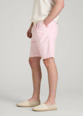 Stretch Cotton Linen Blend Shorts for Tall Men in Barely Pink