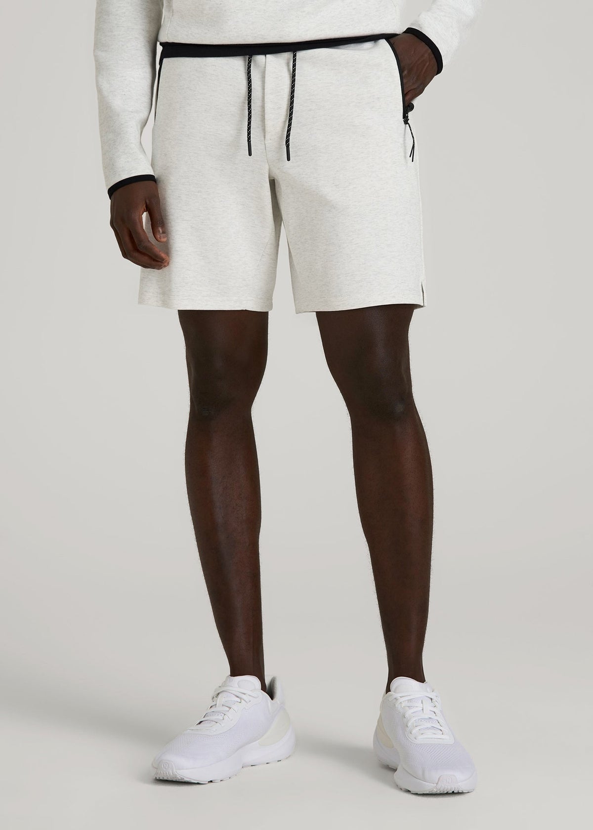 Tech Motion Fleece Shorts for Tall Men in Heather Frost