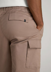 Stretch Twill Cargo Shorts for Tall Men in Dark Sand