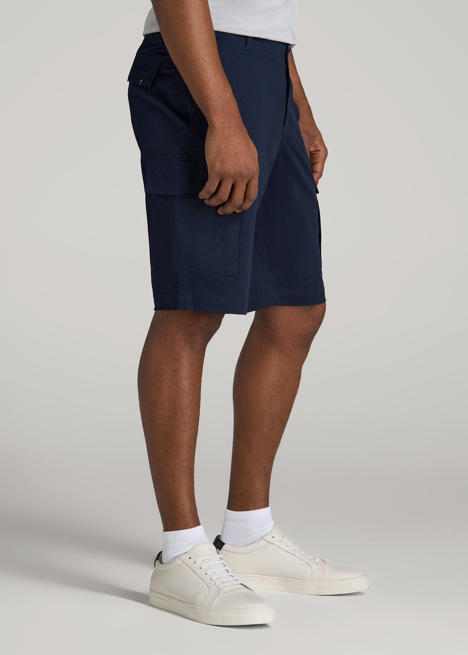 Stretch Twill Cargo Shorts for Tall Men in Evening Blue