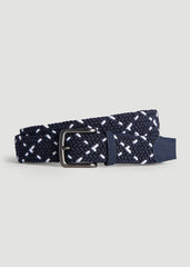 Stretch Woven Belt in Navy and White