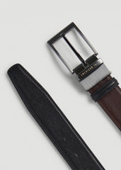 Reversible Leather Belt for Tall Men in Black/Brown