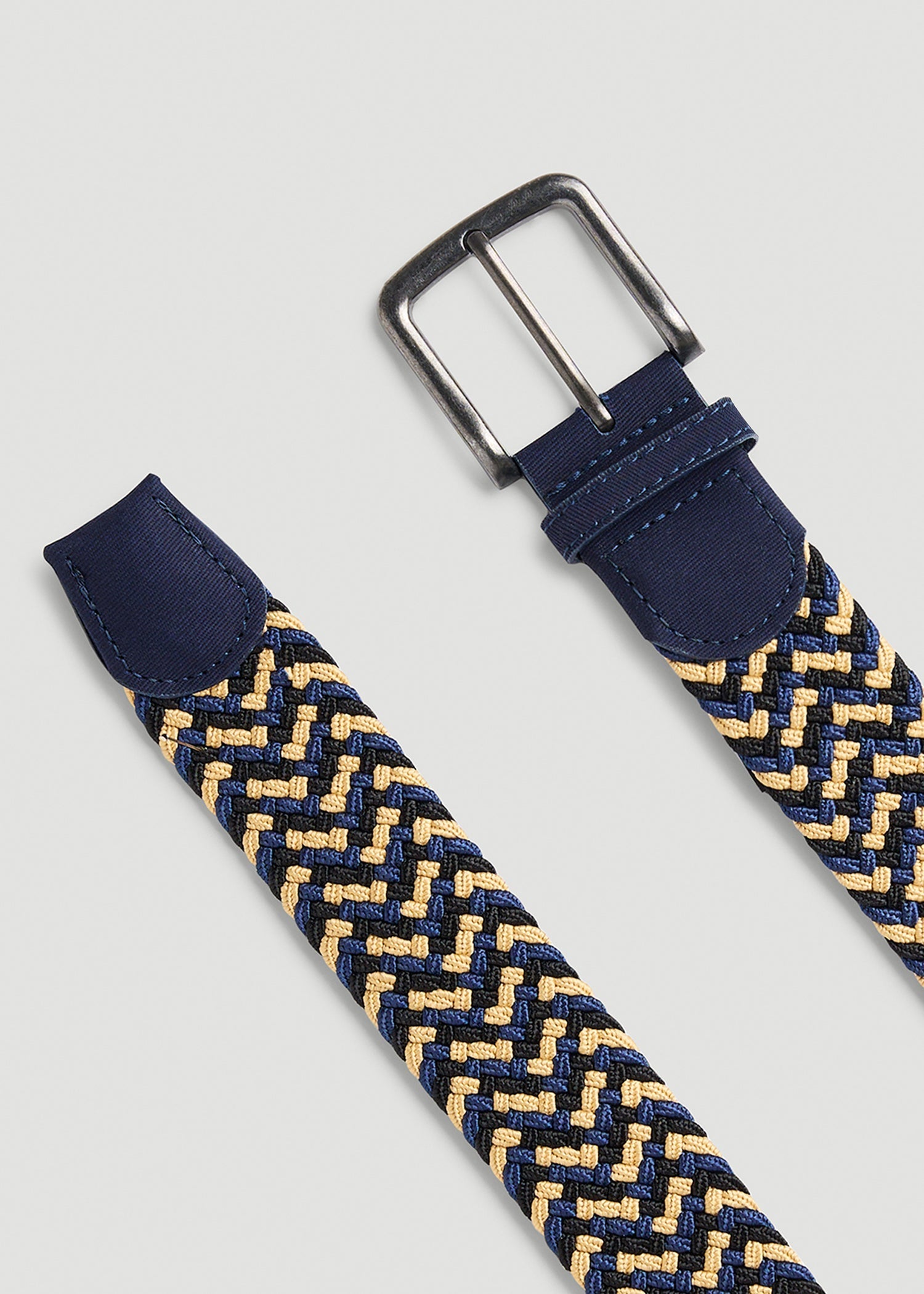 Stretch Woven Belt in Navy and Taupe