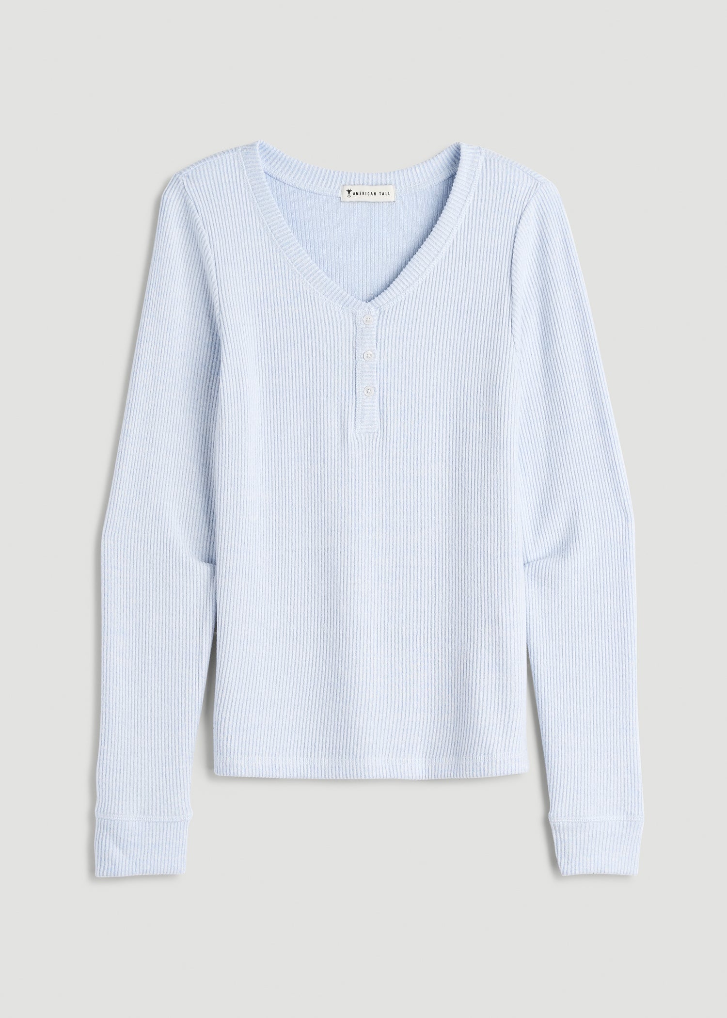 Ribbed Henley Lounge Top for Tall Women in Bluebird Mix