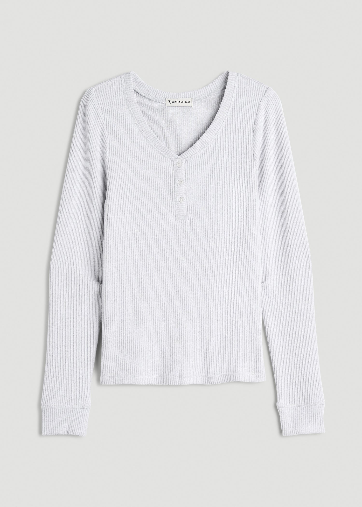 Ribbed Henley Lounge Top for Tall Women in Fog Grey Mix