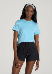 Short Sleeve Crewneck Tee for Tall Women in Spring Blue Mix