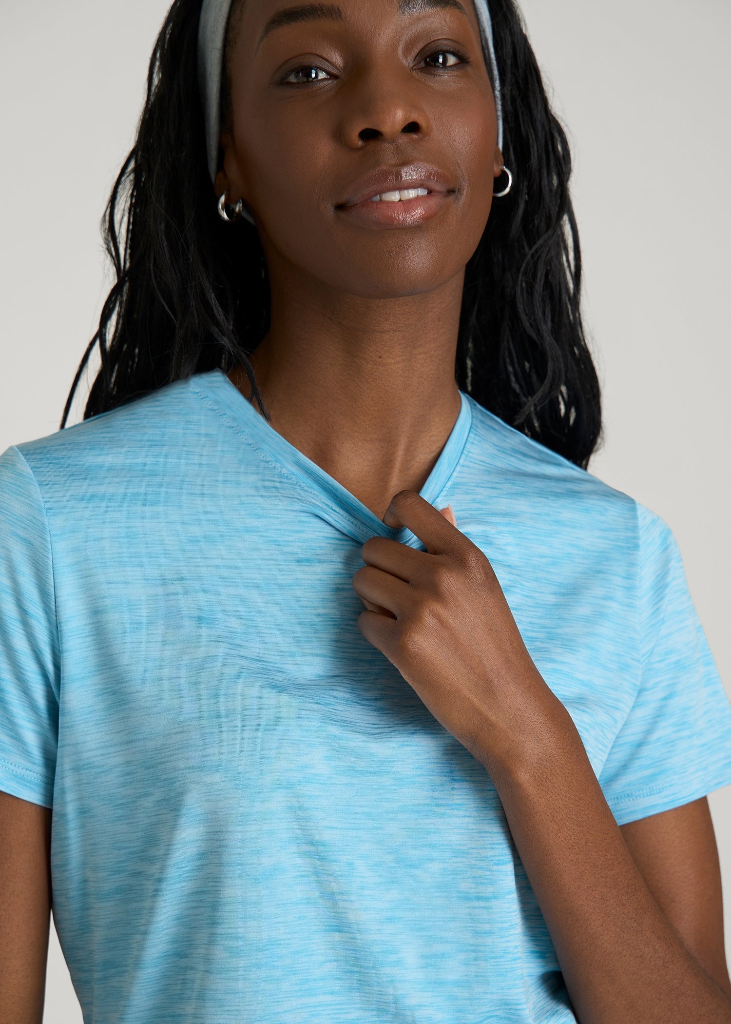 Short Sleeve Crewneck Tee for Tall Women in Spring Blue Mix